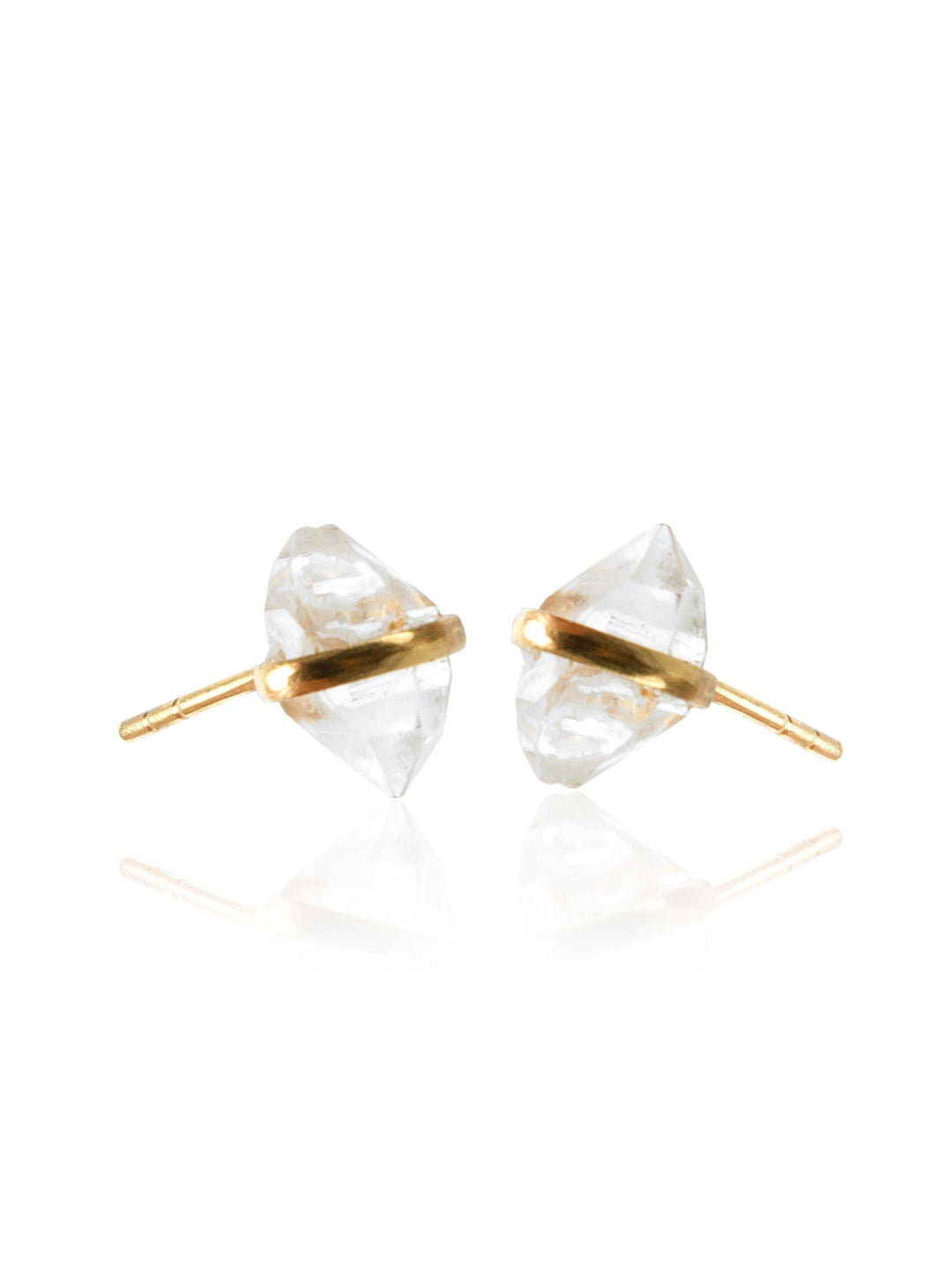 Herkimer Diamond Gold Stud Earrings