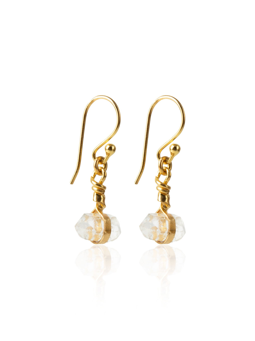 Herkimer Diamond Gold Drop Earrings