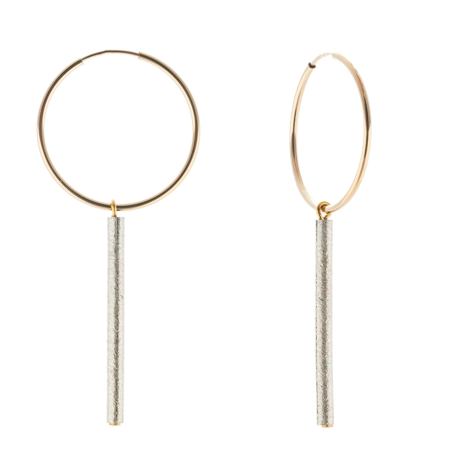Crescent Hoop Gold Earrings - Tube Charm
