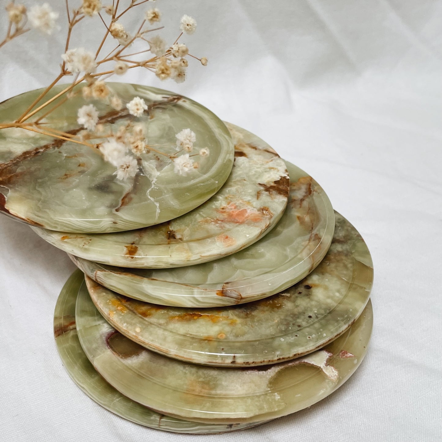Green Calcite Coasters (Set of 6)
