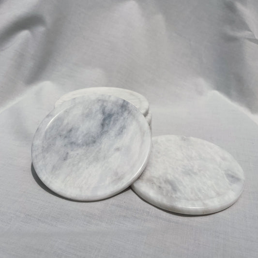 White Marble Coasters (Set of 6 + Holder)